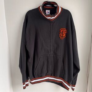 Vintage San Francisco Giants Mens 2XL Black Full Zip Majestic Duguout Jacket MLB